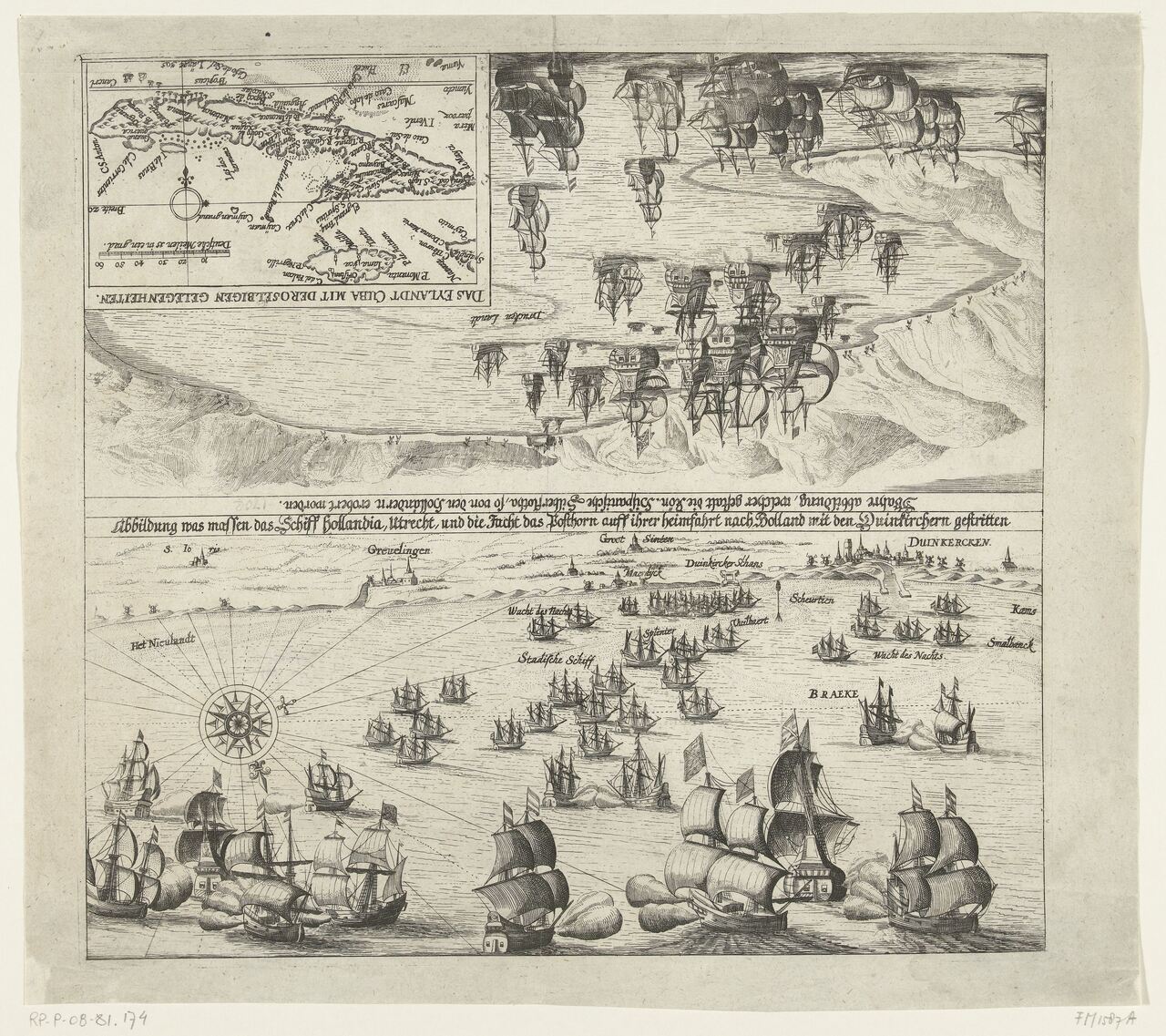 Kaart van de kust bij Duinkerke en van de Vlaamse kust van Walcheren tot Boulogne, 1631, anoniem, 1631 - 1665