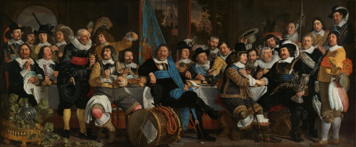 Schuttersmaaltijd ter viering van de Vrede van Munster, Bartholomeus van der Helst, 1648